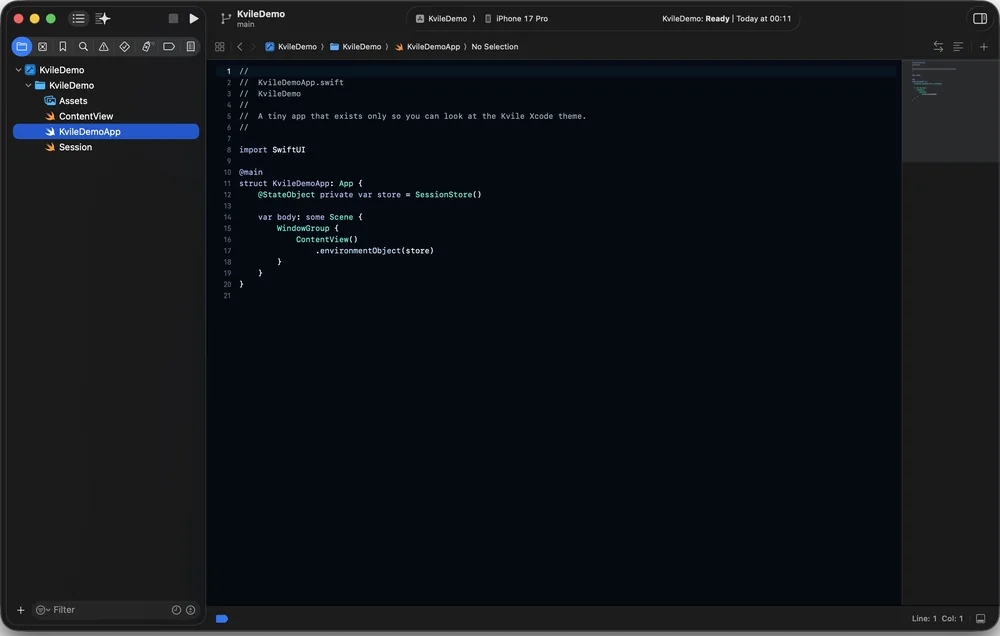 Xcode in Kvile Kontrast, screenshot 3