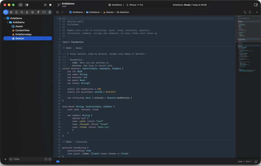 Xcode in Kvile Skumring, screenshot 1